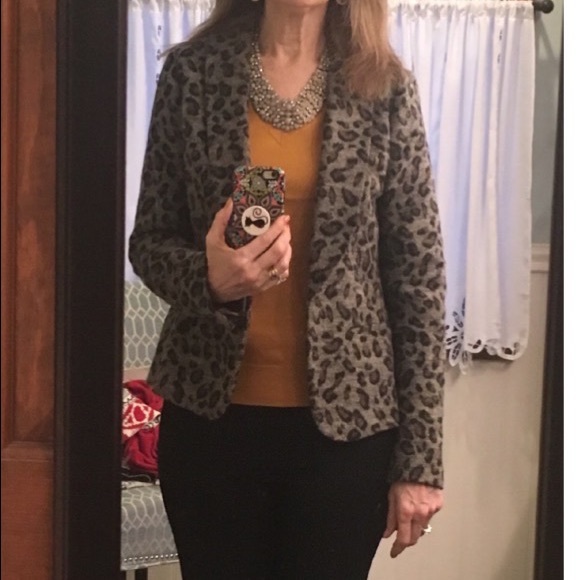 Ann Taylor LOFT Animal Cheetah Print One Button Blazer Jacket-Lined-Size Small - Picture 3 of 11